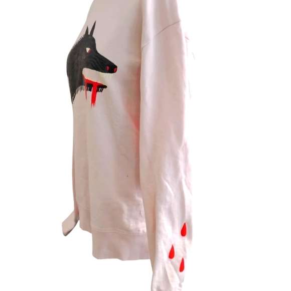 Rose Of Mercy | Pink Crew Neck Sweatshirt with Wolf Design | Size Medium - Picture 3 of 10